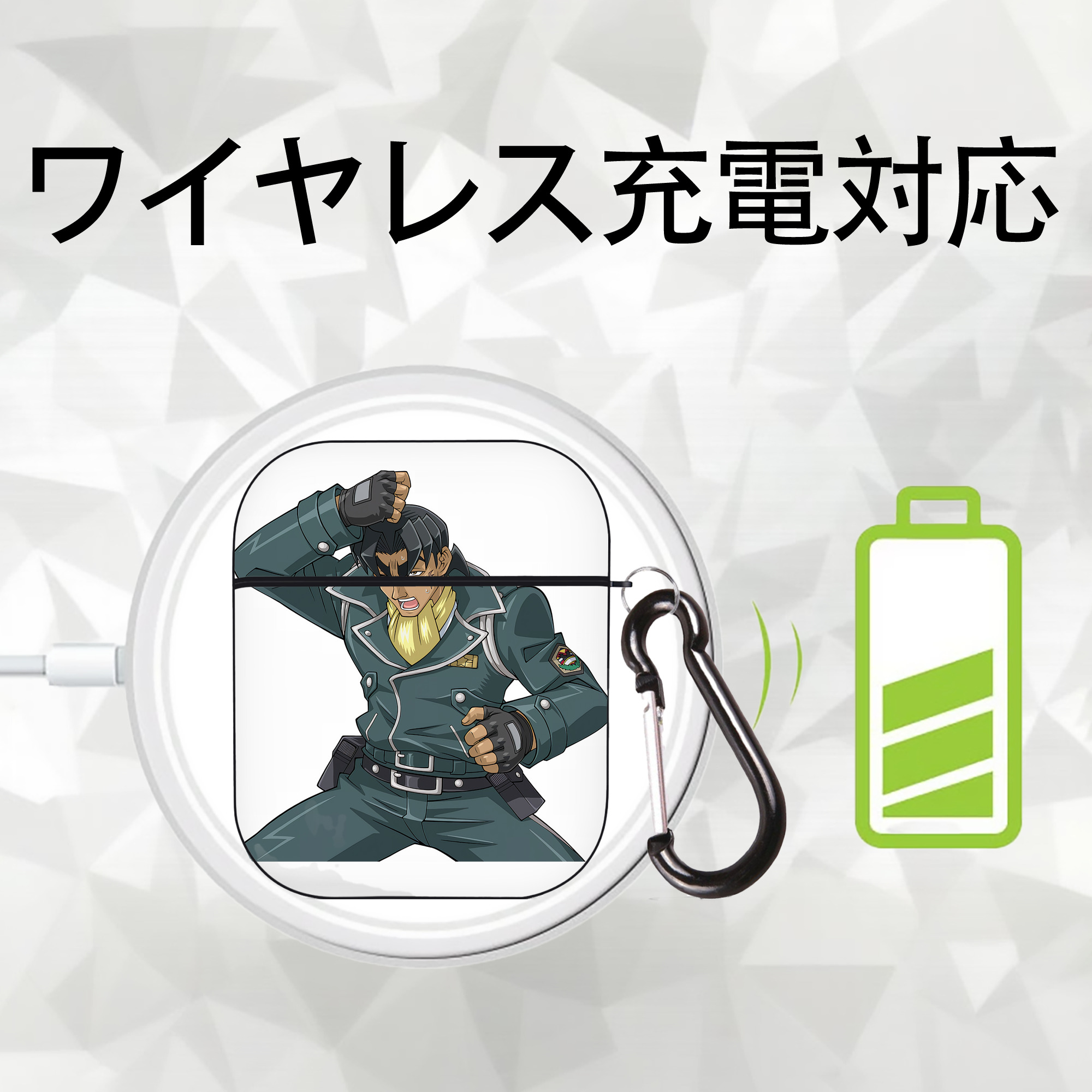 遊☆戯☆王 Yu-Gi-Oh! AirPods 第2世代保護ケース ハードシェル ブラック 耐衝撃・防指紋・カラビナ付き