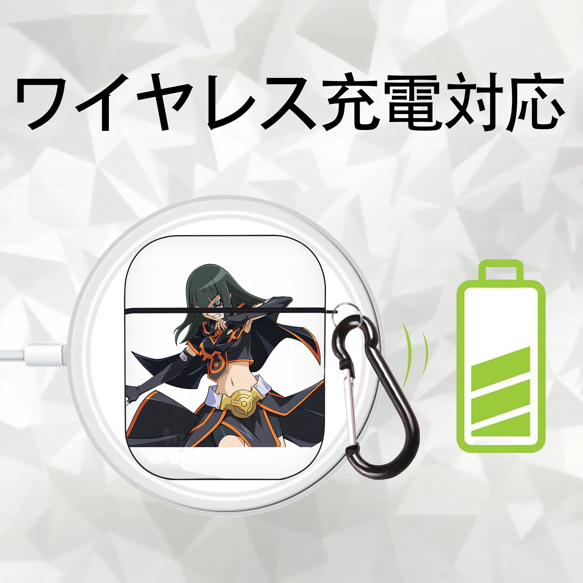 遊☆戯☆王 Yu-Gi-Oh! AirPods 第2世代保護ケース ハードシェル ブラック 耐衝撃・防指紋・カラビナ付き