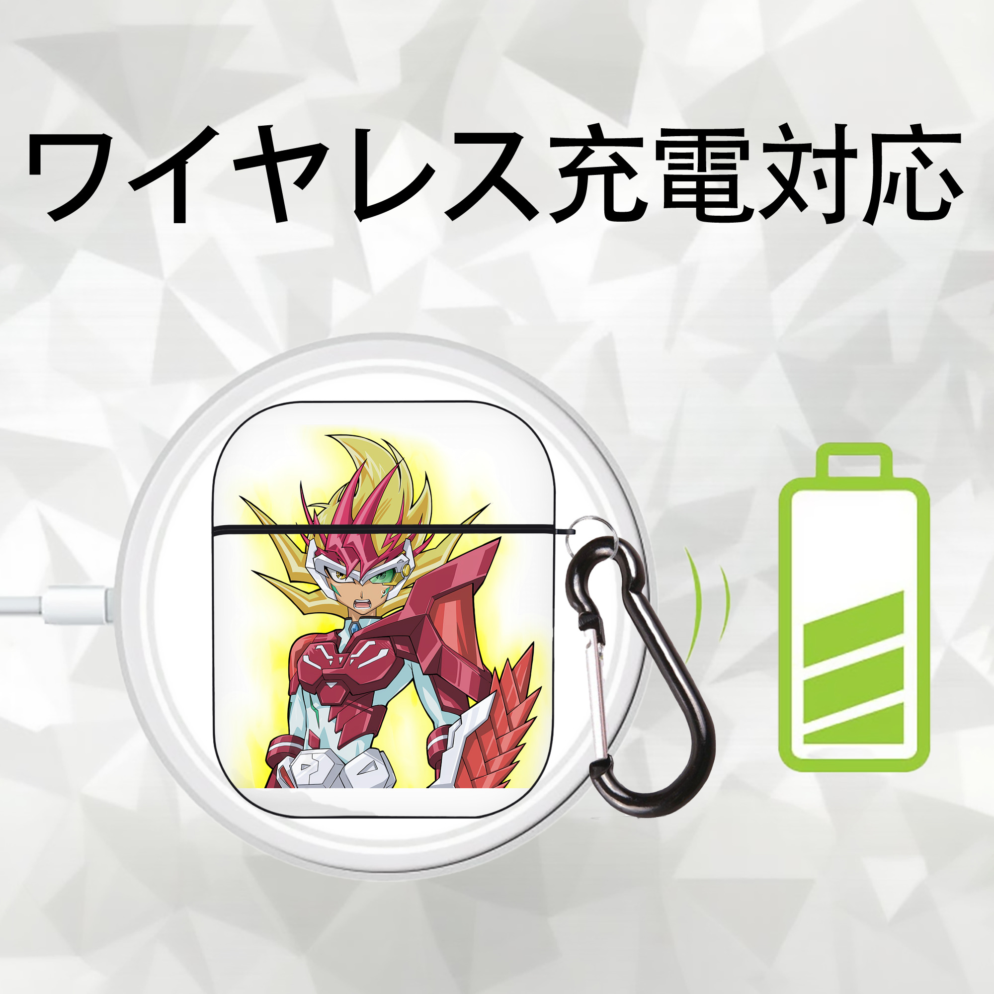 遊☆戯☆王 Yu-Gi-Oh! AirPods 第2世代保護ケース ハードシェル ブラック 耐衝撃・防指紋・カラビナ付き
