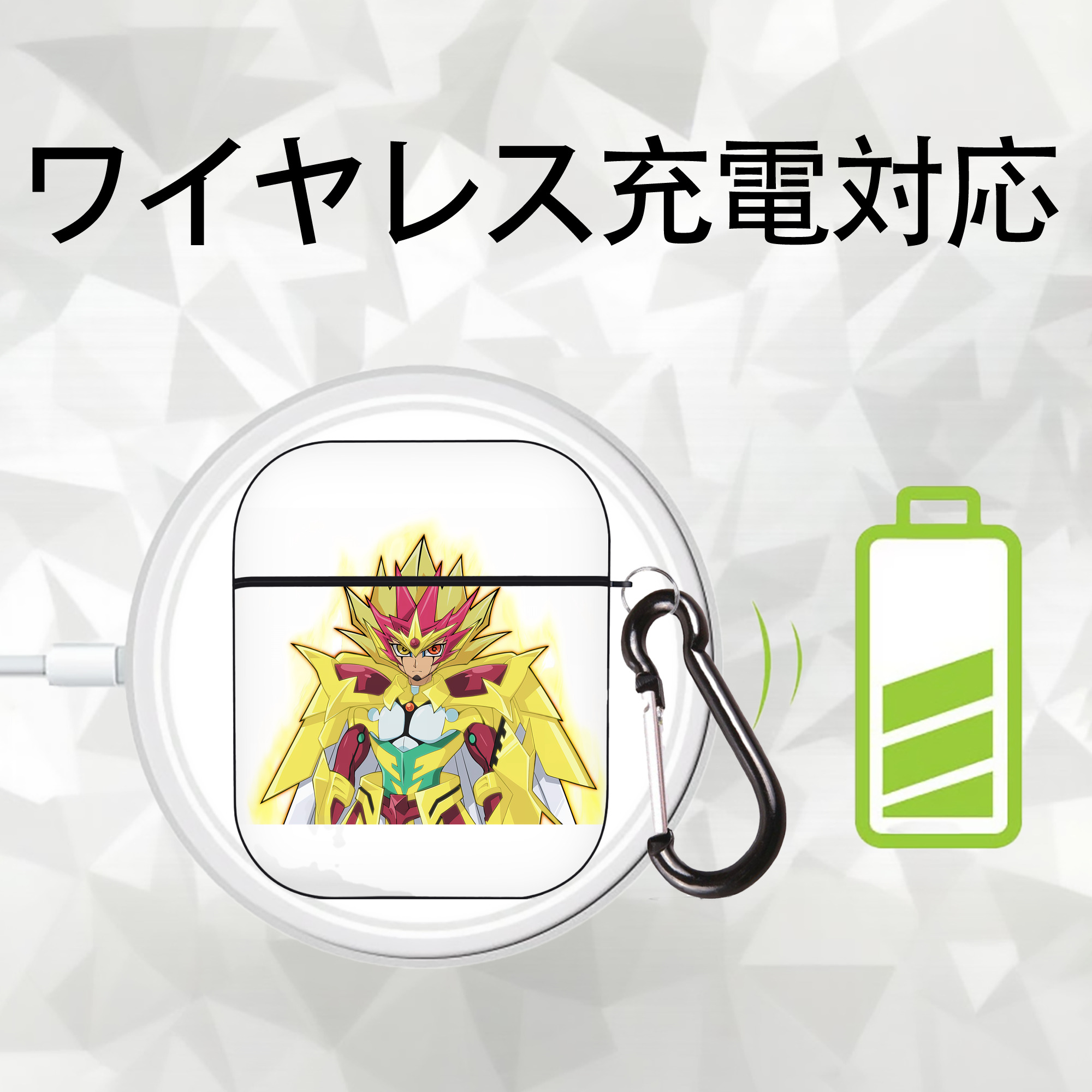 遊☆戯☆王 Yu-Gi-Oh! AirPods 第2世代保護ケース ハードシェル ブラック 耐衝撃・防指紋・カラビナ付き