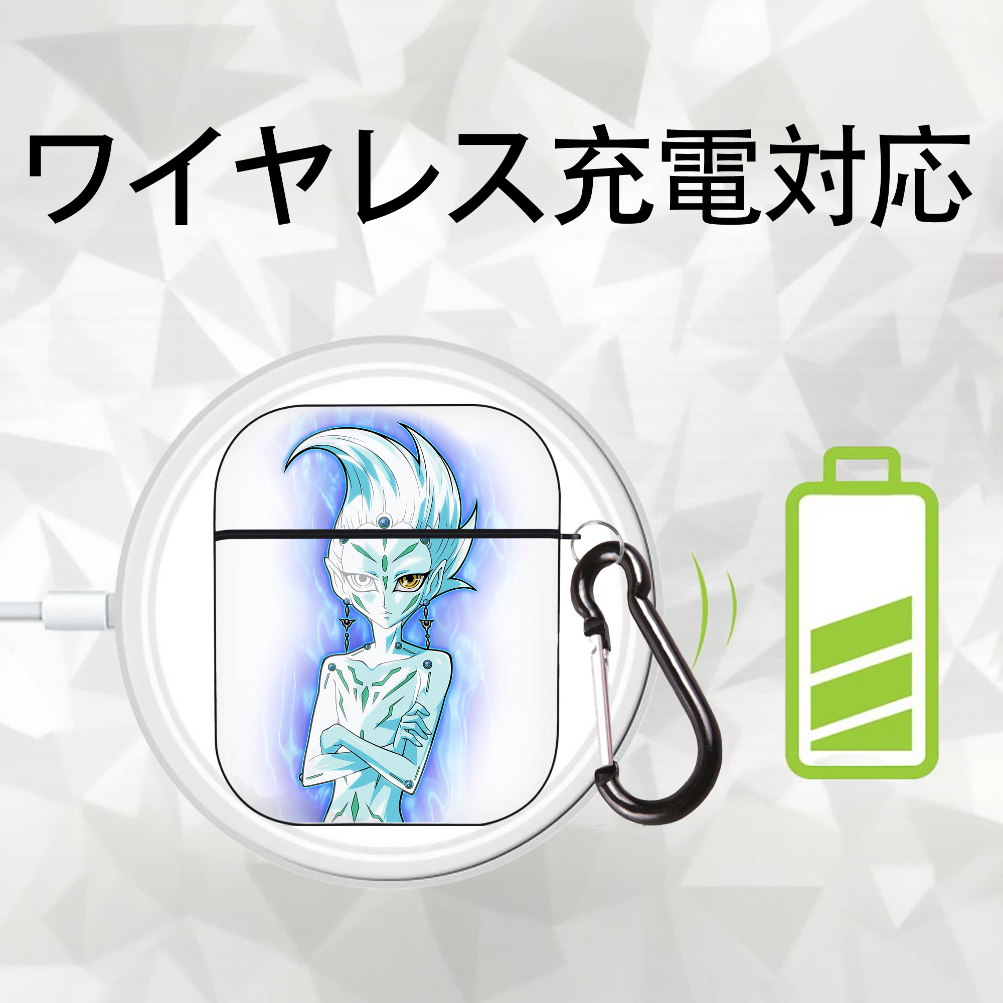 遊☆戯☆王 Yu-Gi-Oh! AirPods 第2世代保護ケース ハードシェル ブラック 耐衝撃・防指紋・カラビナ付き