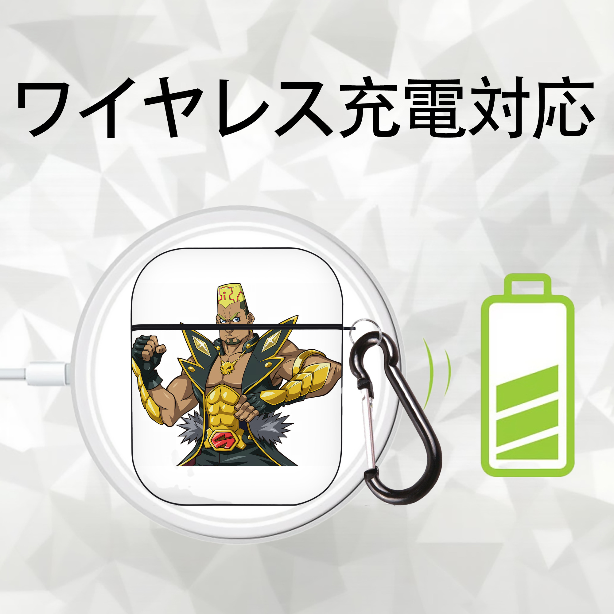 遊☆戯☆王 Yu-Gi-Oh! AirPods 第2世代保護ケース ハードシェル ブラック 耐衝撃・防指紋・カラビナ付き