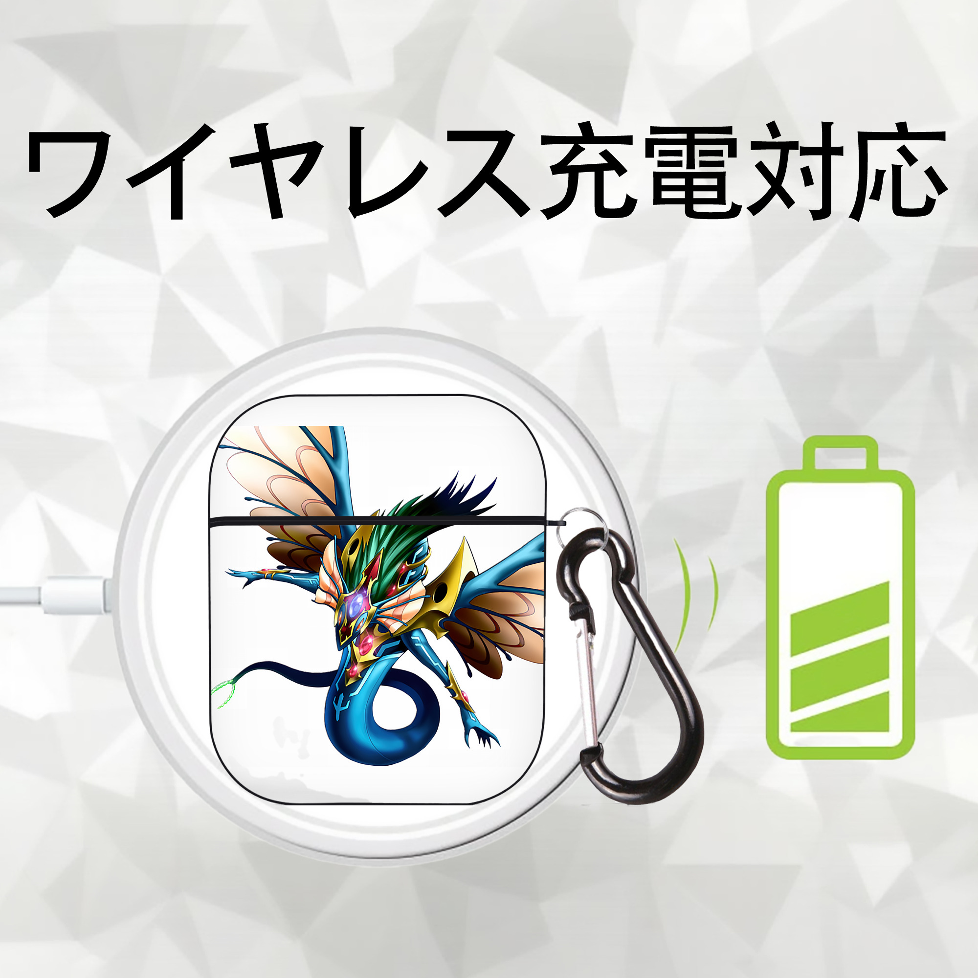 遊☆戯☆王 Yu-Gi-Oh! AirPods 第2世代保護ケース ハードシェル ブラック 耐衝撃・防指紋・カラビナ付き
