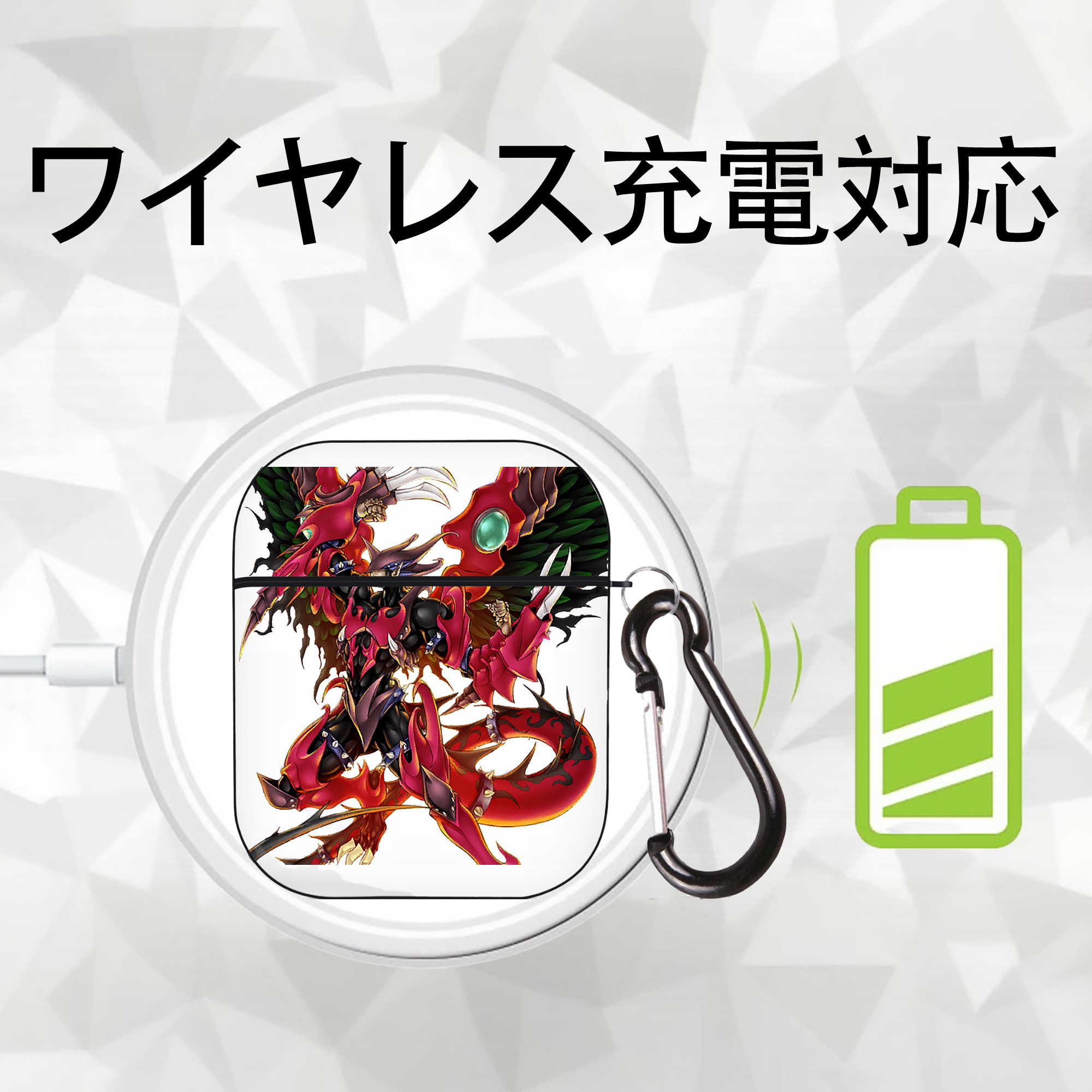 遊☆戯☆王 Yu-Gi-Oh! AirPods 第2世代保護ケース ハードシェル ブラック 耐衝撃・防指紋・カラビナ付き