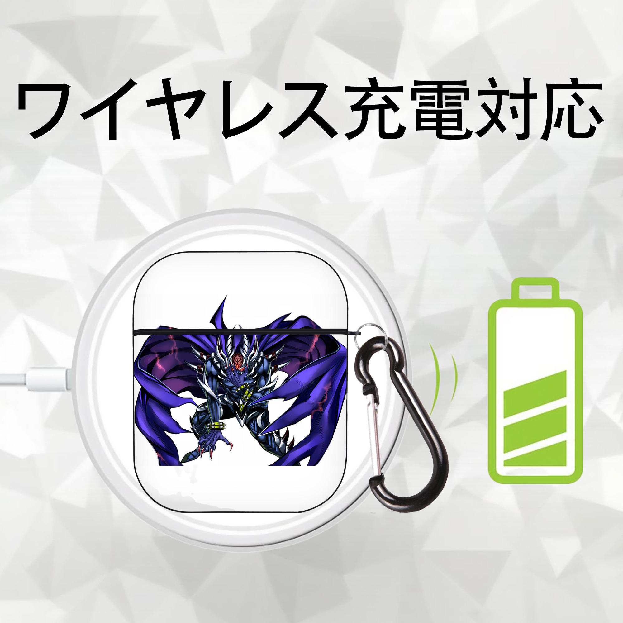 遊☆戯☆王 Yu-Gi-Oh! AirPods 第2世代保護ケース ハードシェル ブラック 耐衝撃・防指紋・カラビナ付き