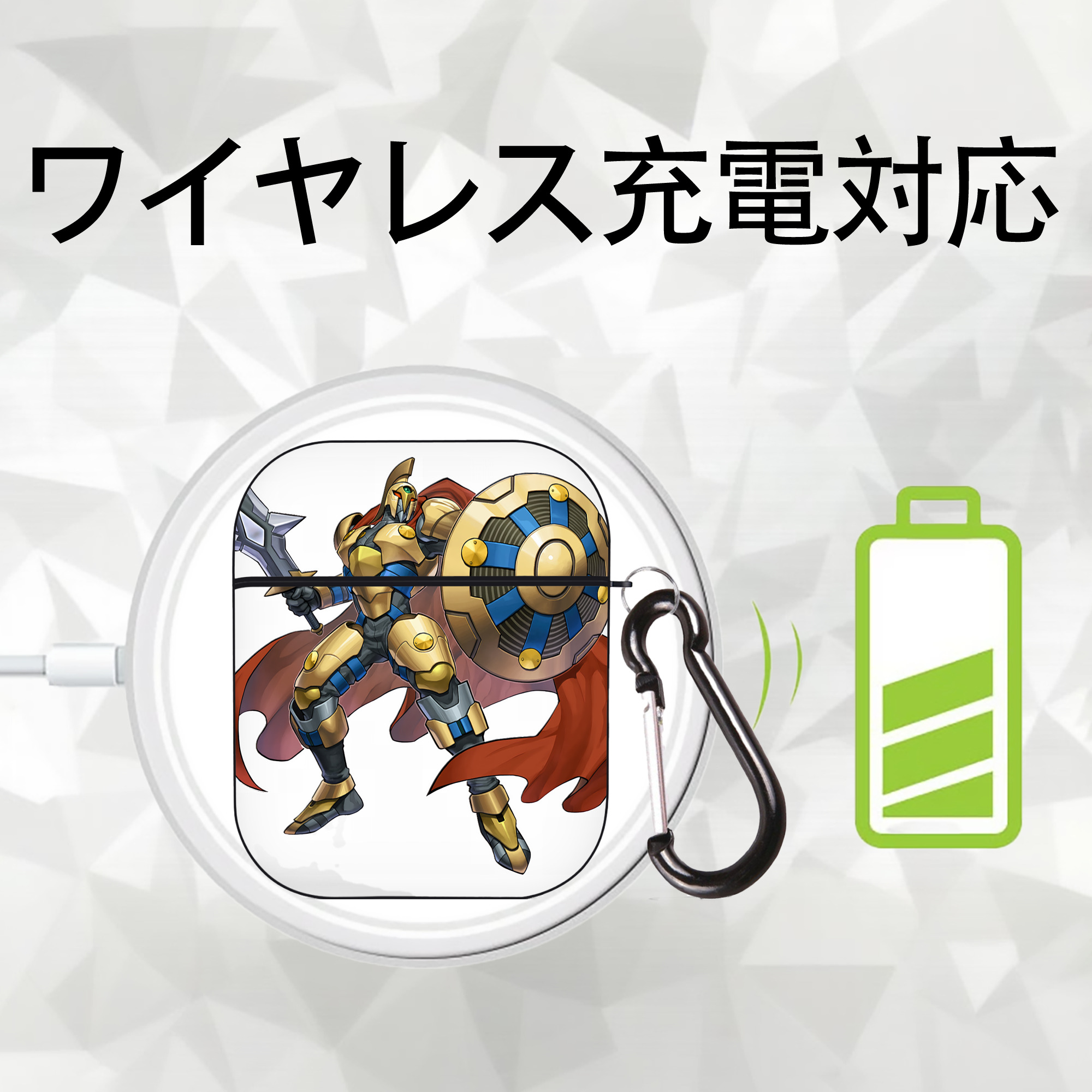 遊☆戯☆王 Yu-Gi-Oh! AirPods 第2世代保護ケース ハードシェル ブラック 耐衝撃・防指紋・カラビナ付き