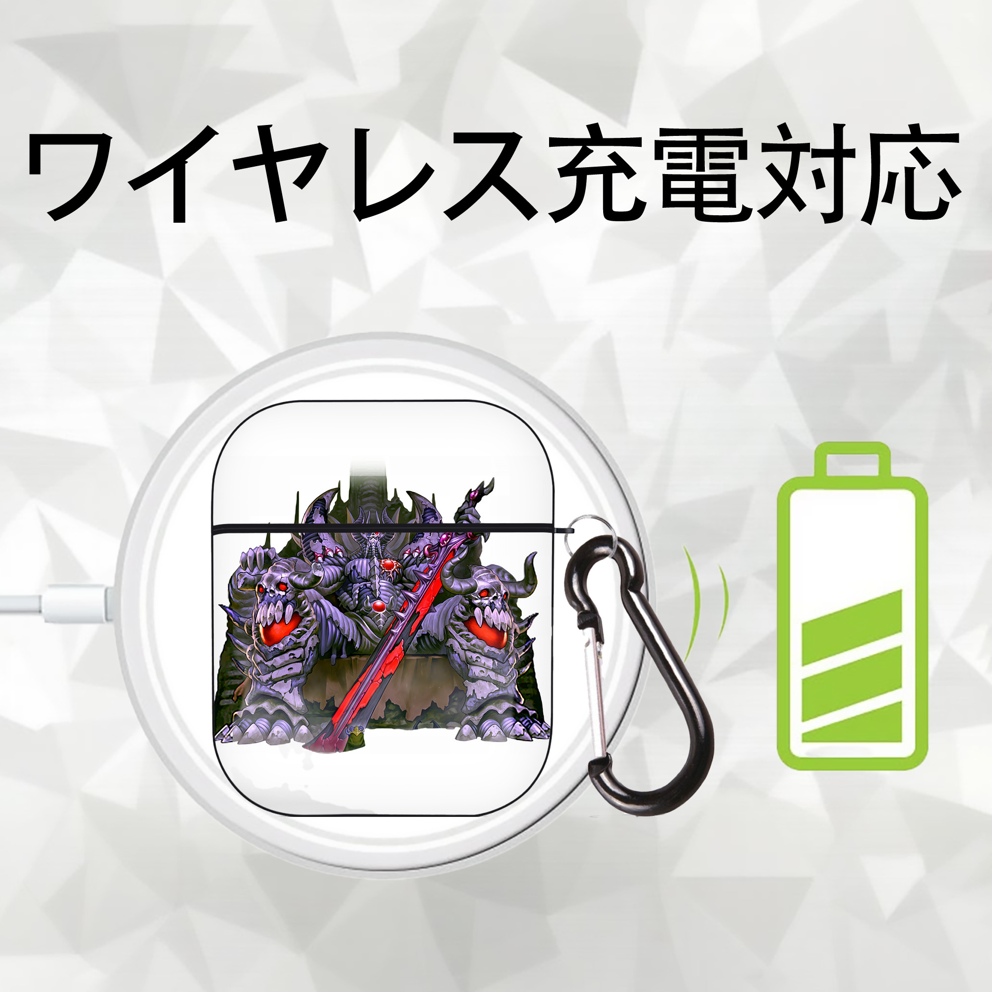 遊☆戯☆王 Yu-Gi-Oh! AirPods 第2世代保護ケース ハードシェル ブラック 耐衝撃・防指紋・カラビナ付き