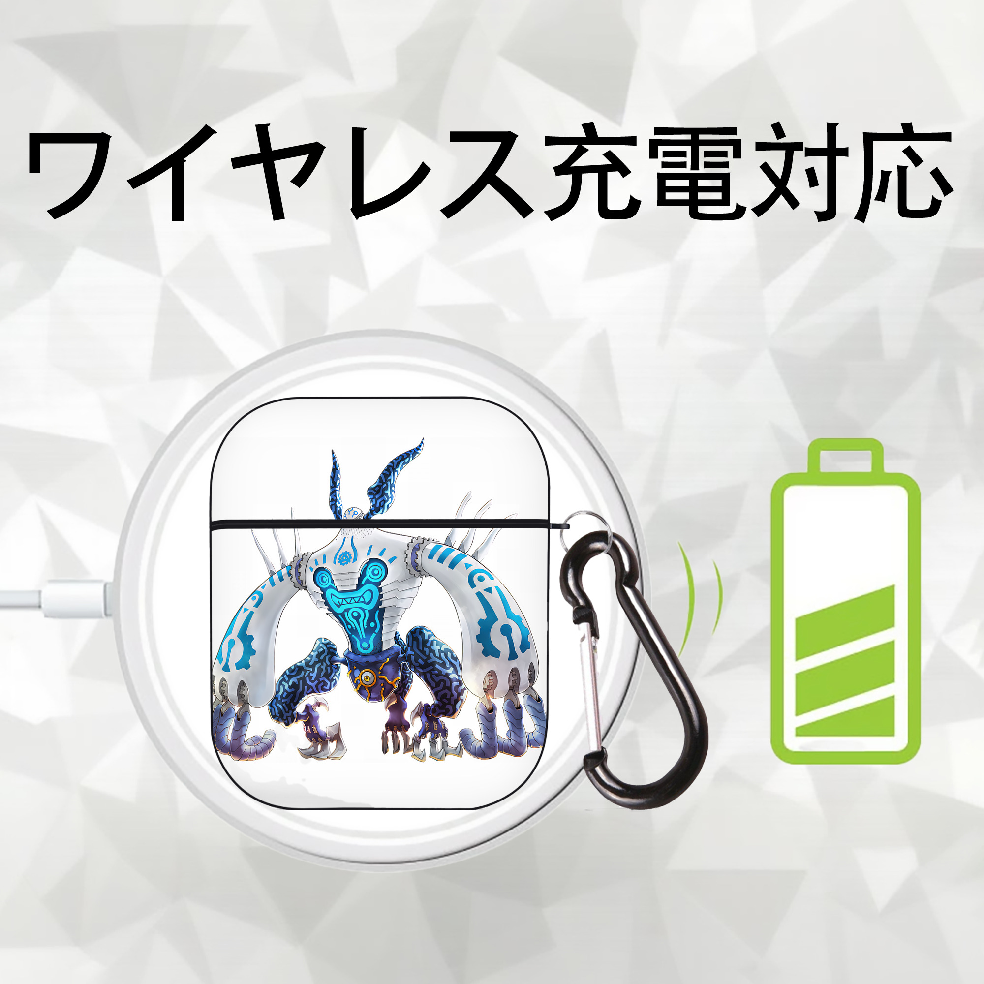 遊☆戯☆王 Yu-Gi-Oh! AirPods 第2世代保護ケース ハードシェル ブラック 耐衝撃・防指紋・カラビナ付き