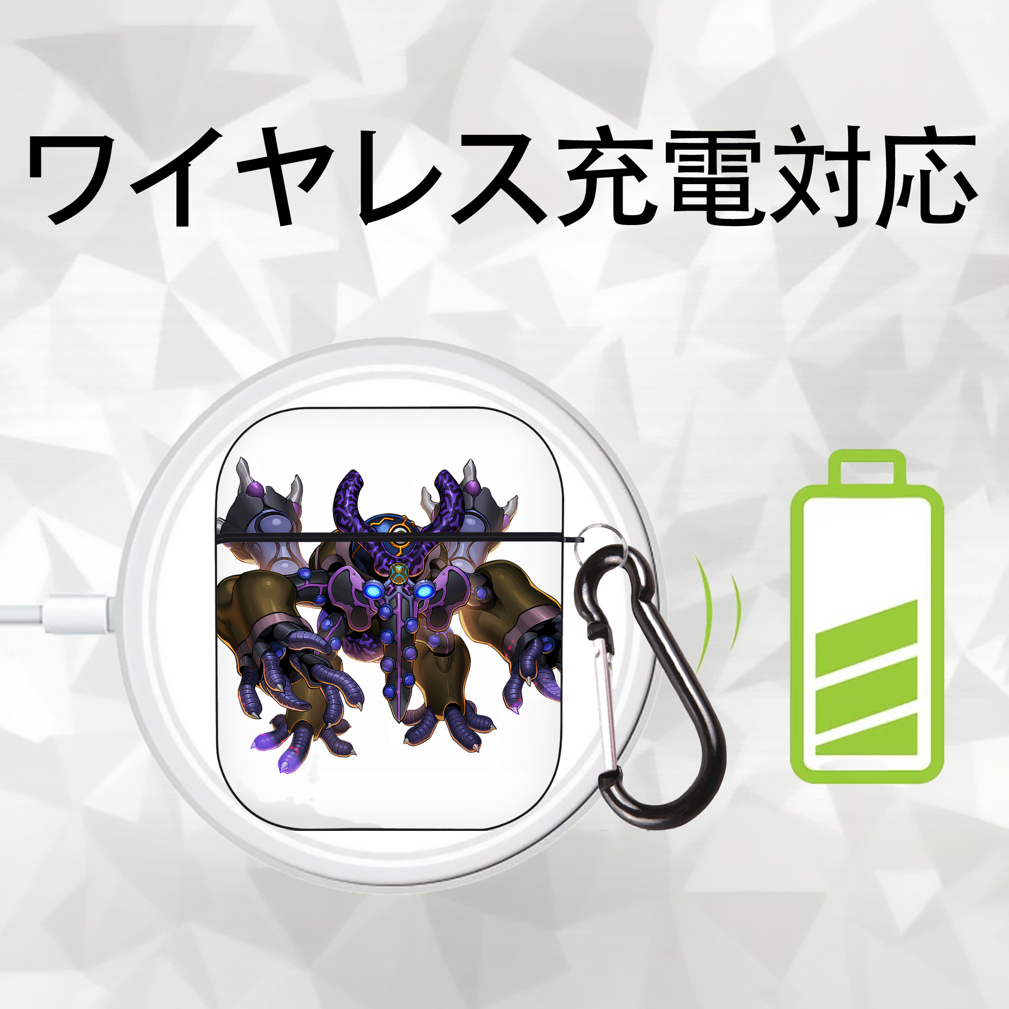 遊☆戯☆王 Yu-Gi-Oh! AirPods 第2世代保護ケース ハードシェル ブラック 耐衝撃・防指紋・カラビナ付き