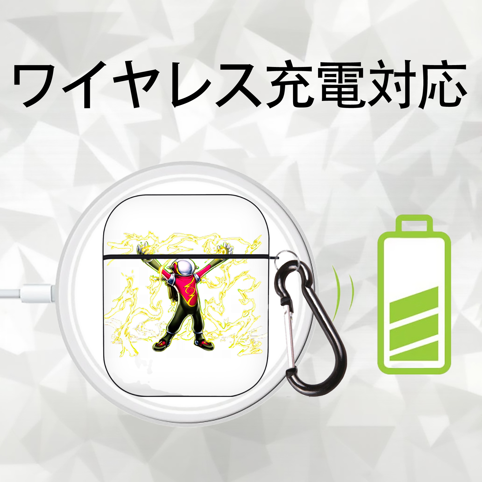 遊☆戯☆王 Yu-Gi-Oh! AirPods 第2世代保護ケース ハードシェル ブラック 耐衝撃・防指紋・カラビナ付き
