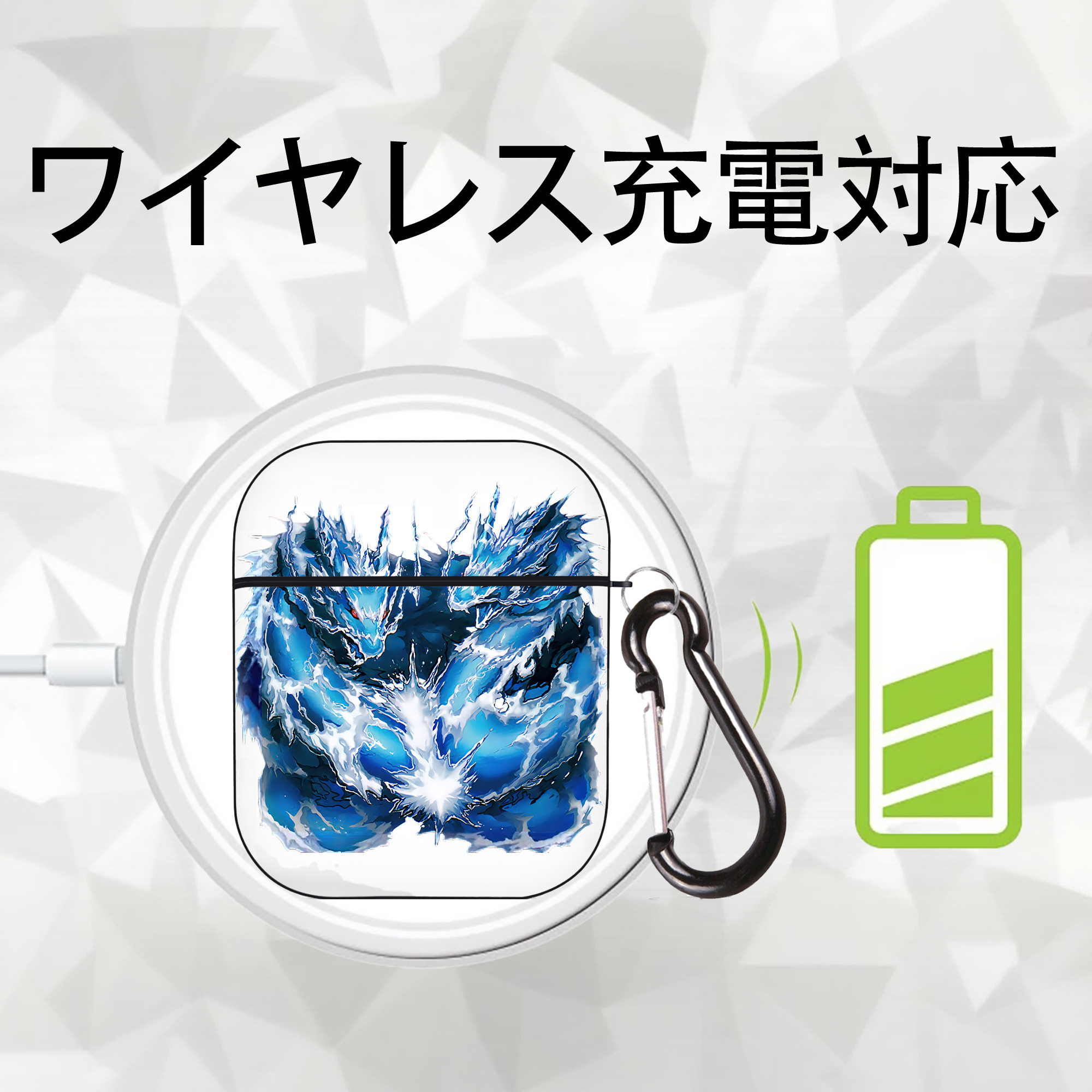 遊☆戯☆王 Yu-Gi-Oh! AirPods 第2世代保護ケース ハードシェル ブラック 耐衝撃・防指紋・カラビナ付き