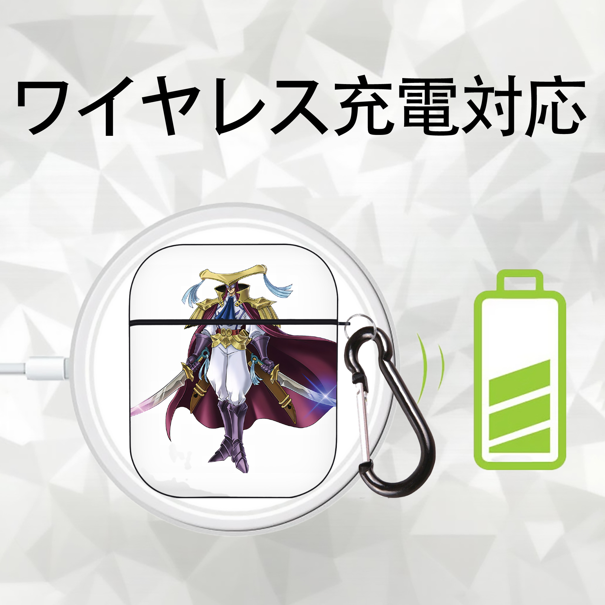遊☆戯☆王 Yu-Gi-Oh! AirPods 第2世代保護ケース ハードシェル ブラック 耐衝撃・防指紋・カラビナ付き
