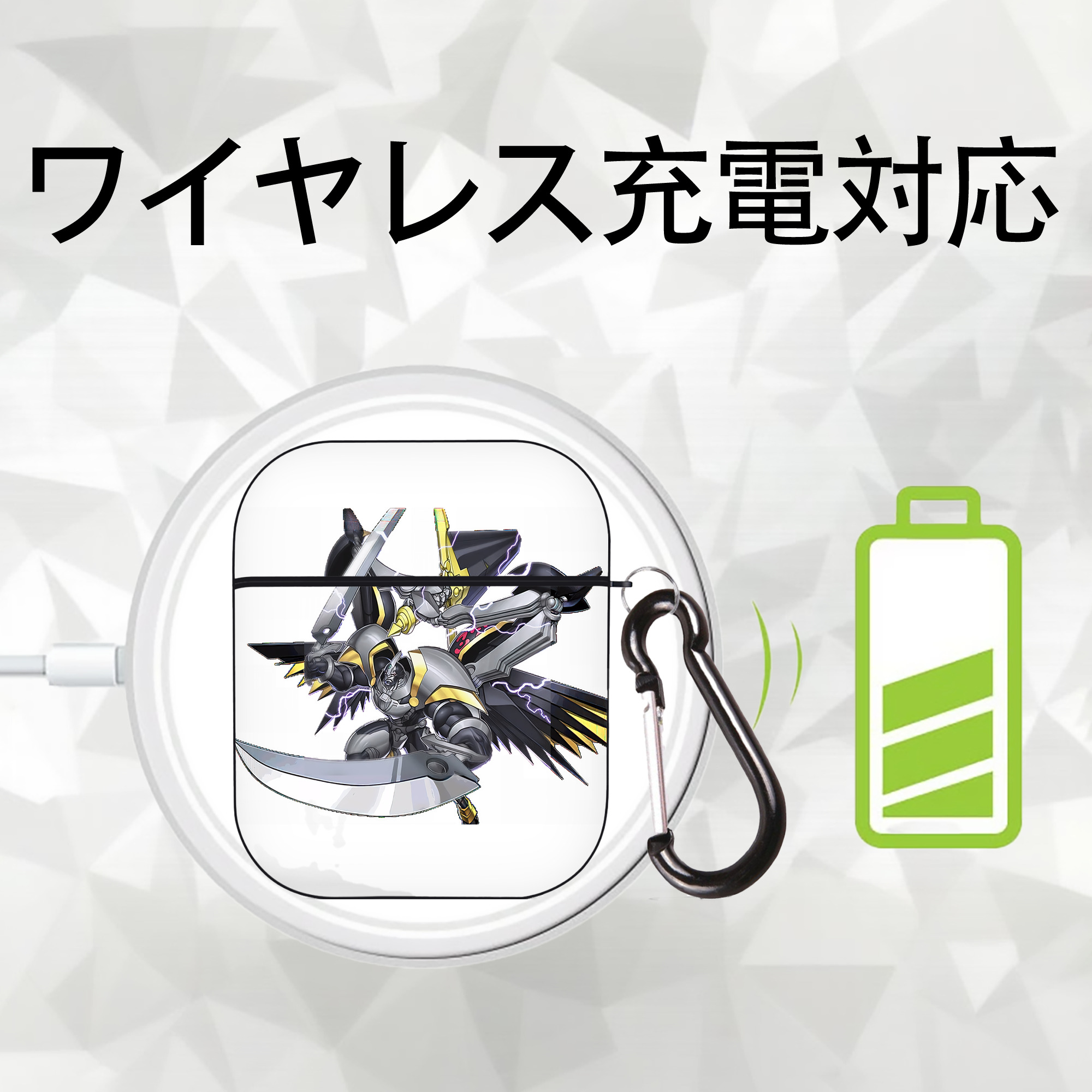 遊☆戯☆王 Yu-Gi-Oh! AirPods 第2世代保護ケース ハードシェル ブラック 耐衝撃・防指紋・カラビナ付き