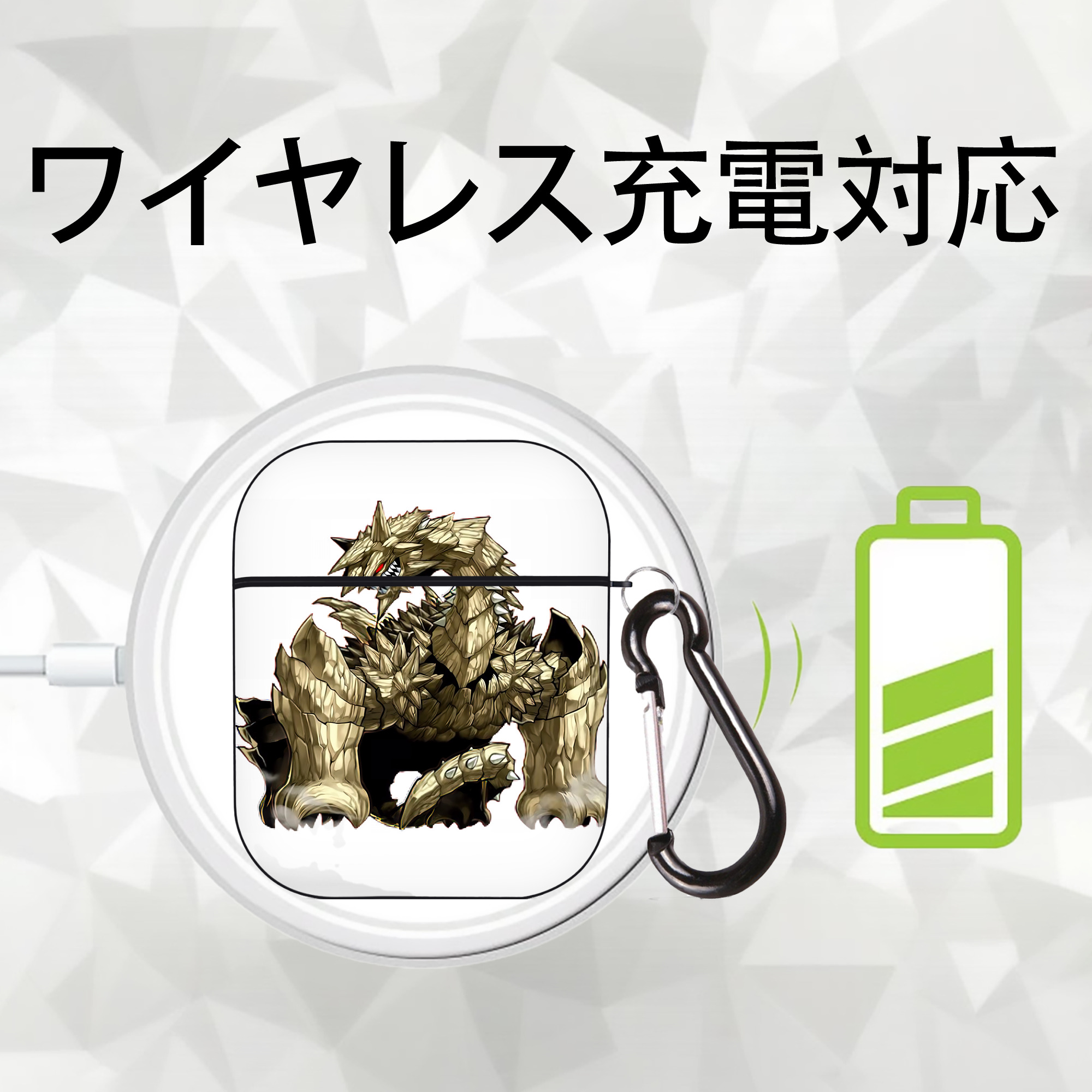 遊☆戯☆王 Yu-Gi-Oh! AirPods 第2世代保護ケース ハードシェル ブラック 耐衝撃・防指紋・カラビナ付き