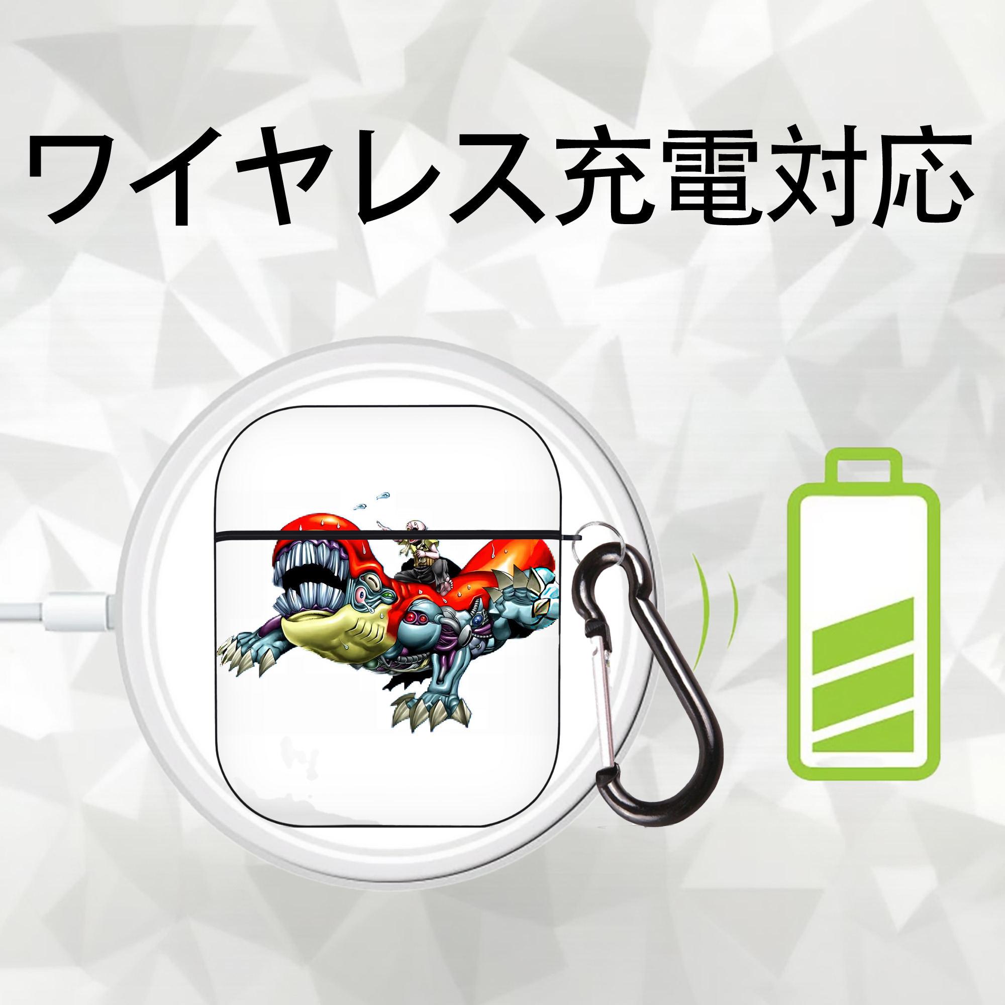 遊☆戯☆王 Yu-Gi-Oh! AirPods 第2世代保護ケース ハードシェル ブラック 耐衝撃・防指紋・カラビナ付き
