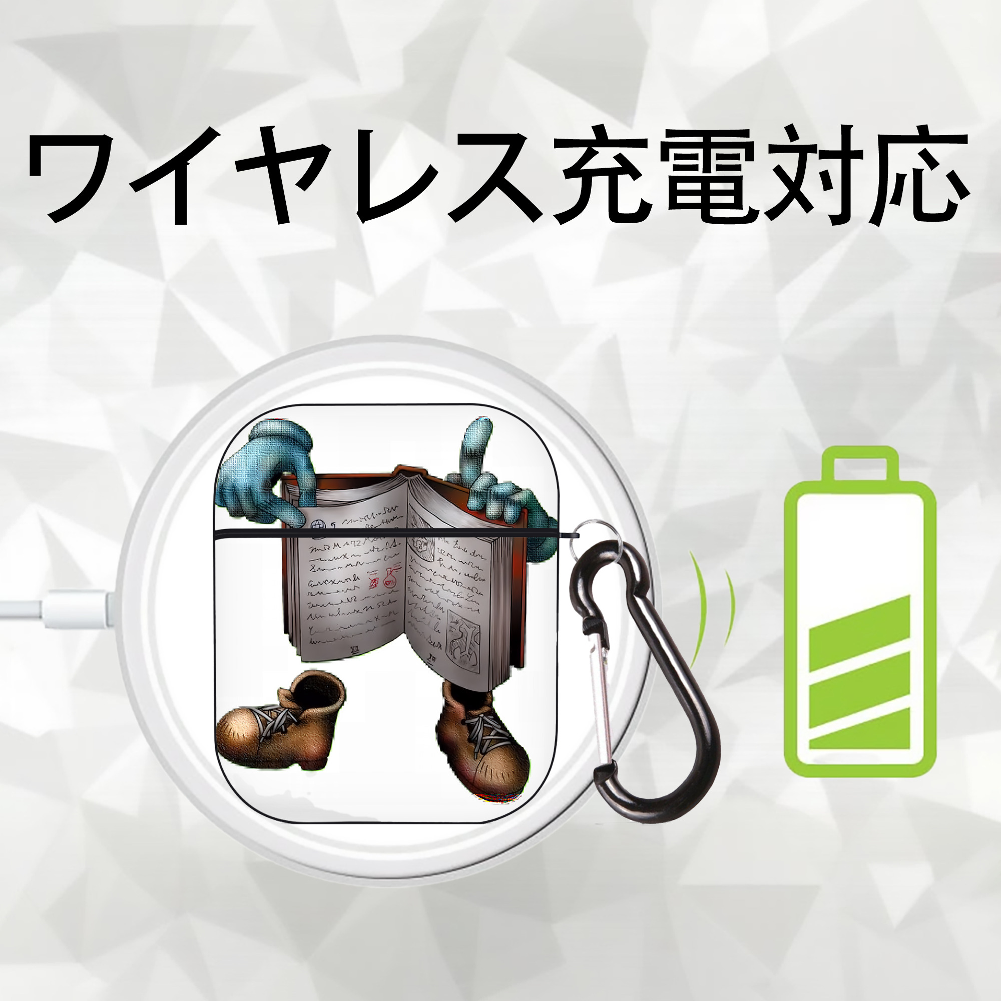 遊☆戯☆王 Yu-Gi-Oh! AirPods 第2世代保護ケース ハードシェル ブラック 耐衝撃・防指紋・カラビナ付き