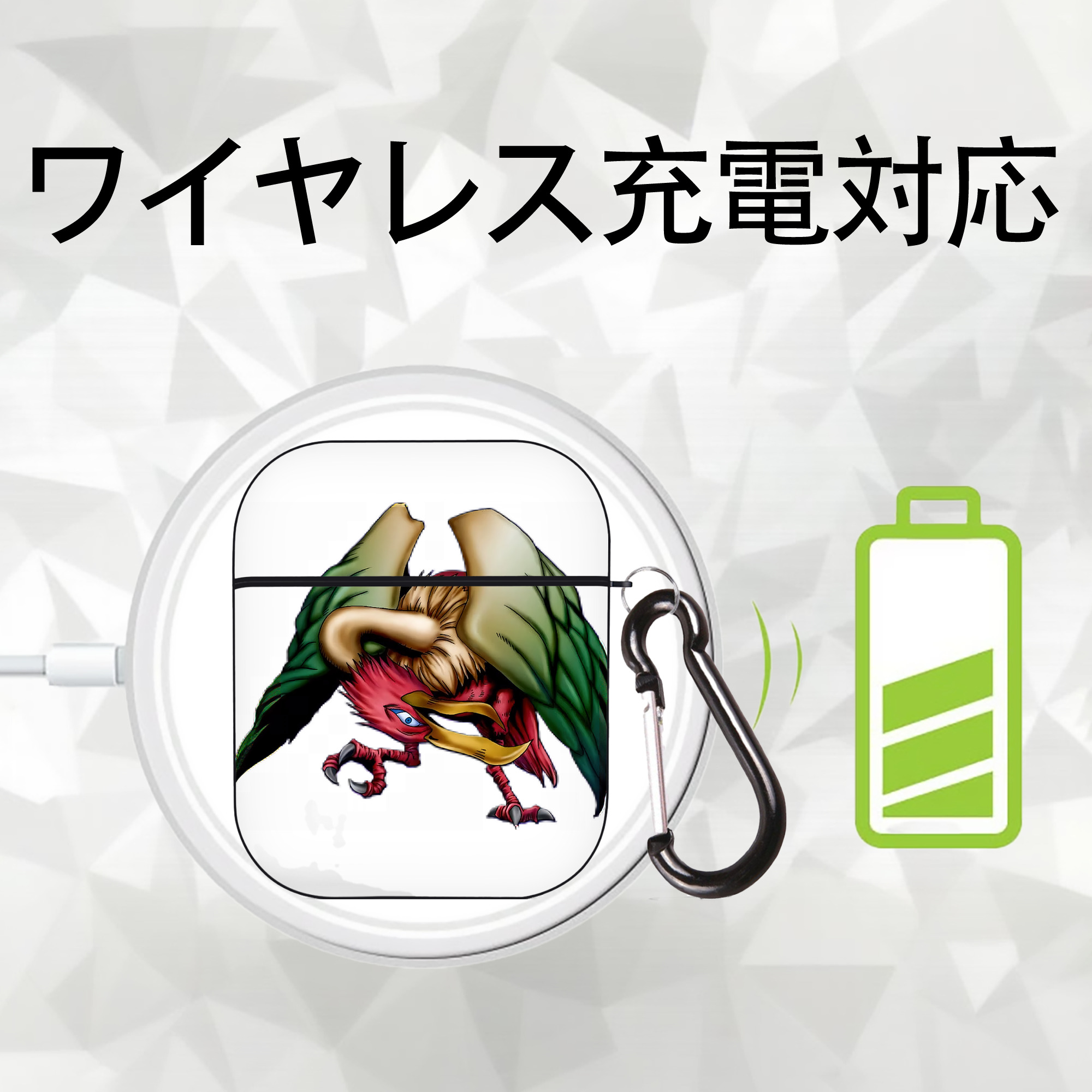 遊☆戯☆王 Yu-Gi-Oh! AirPods 第2世代保護ケース ハードシェル ブラック 耐衝撃・防指紋・カラビナ付き