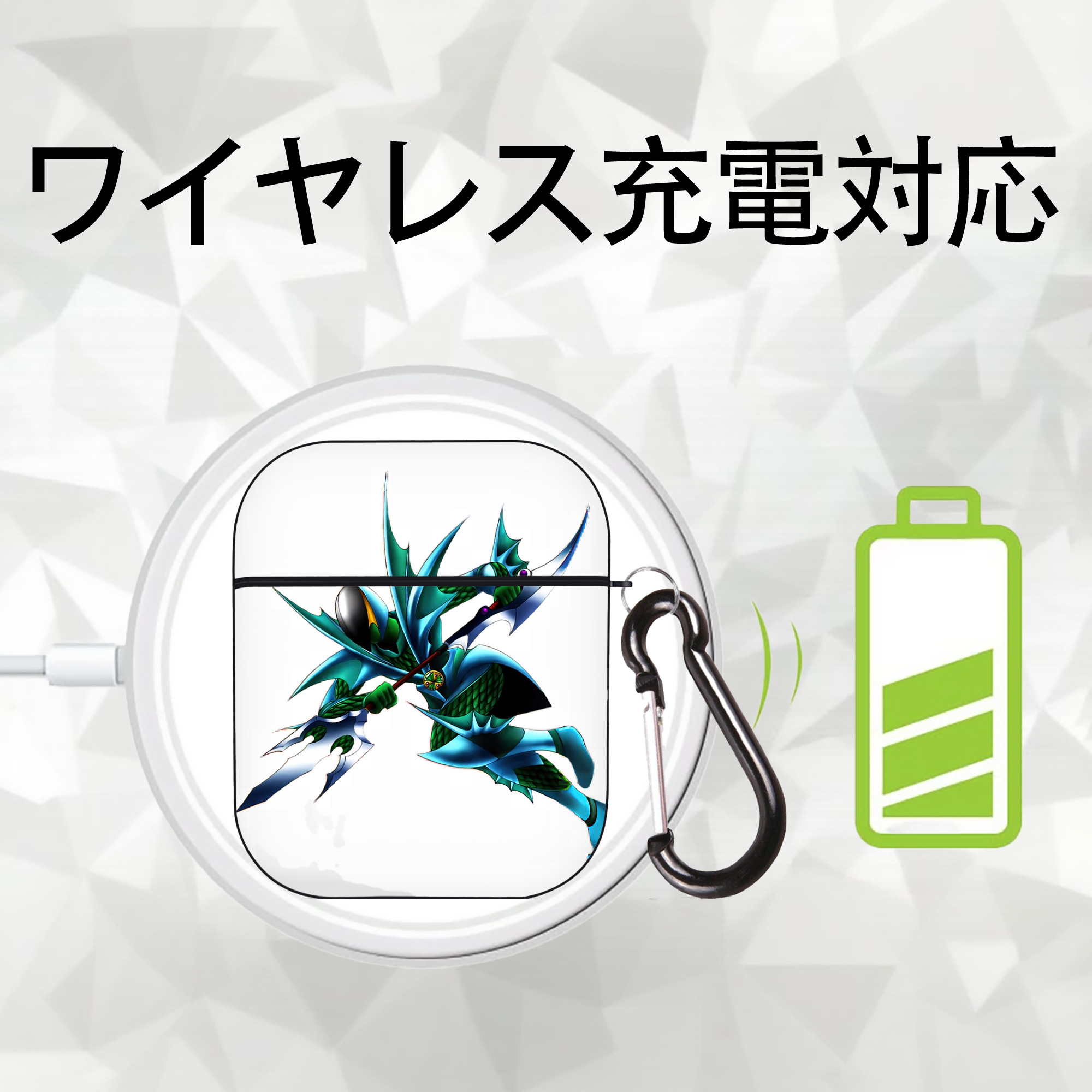 遊☆戯☆王 Yu-Gi-Oh! AirPods 第2世代保護ケース ハードシェル ブラック 耐衝撃・防指紋・カラビナ付き