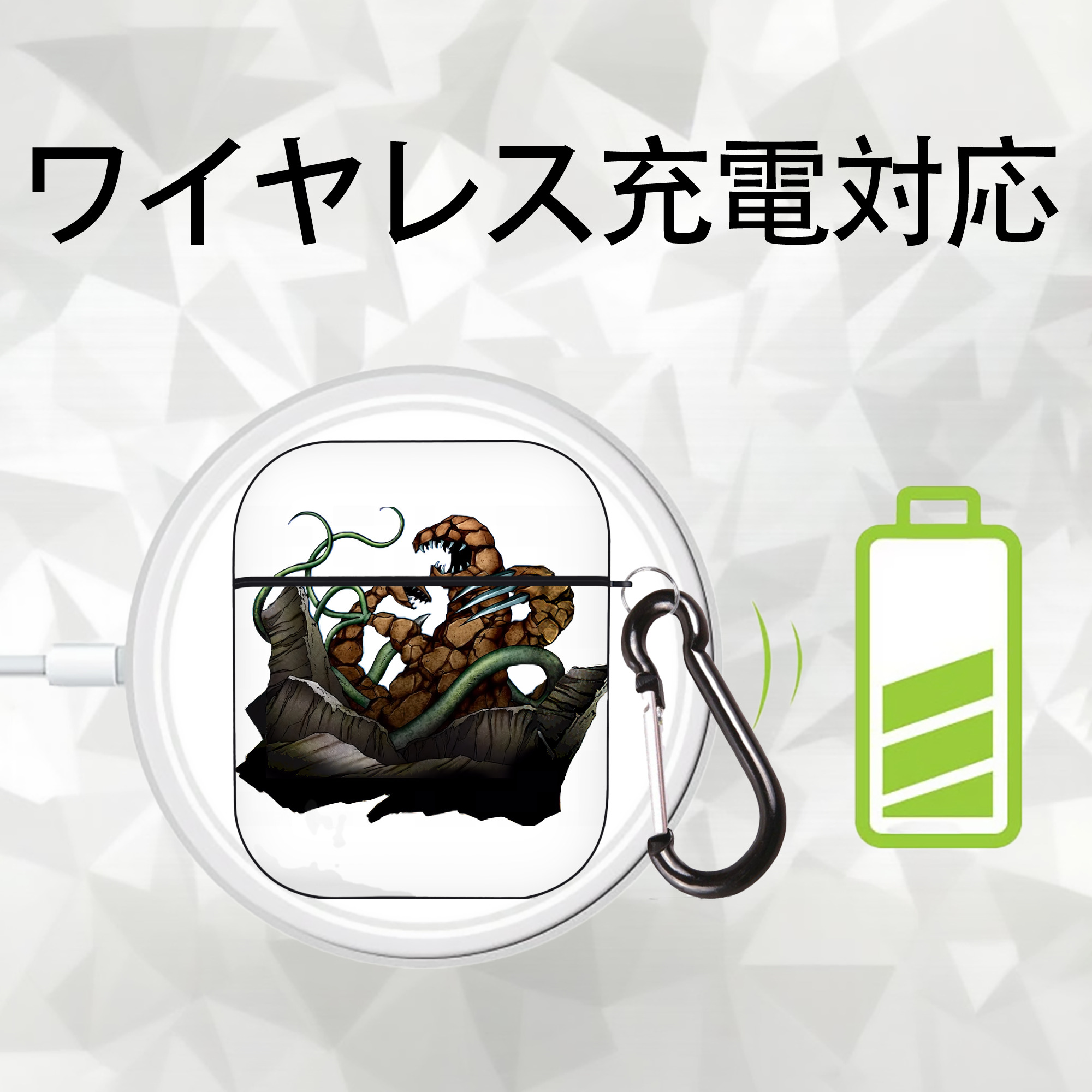 遊☆戯☆王 Yu-Gi-Oh! AirPods 第2世代保護ケース ハードシェル ブラック 耐衝撃・防指紋・カラビナ付き
