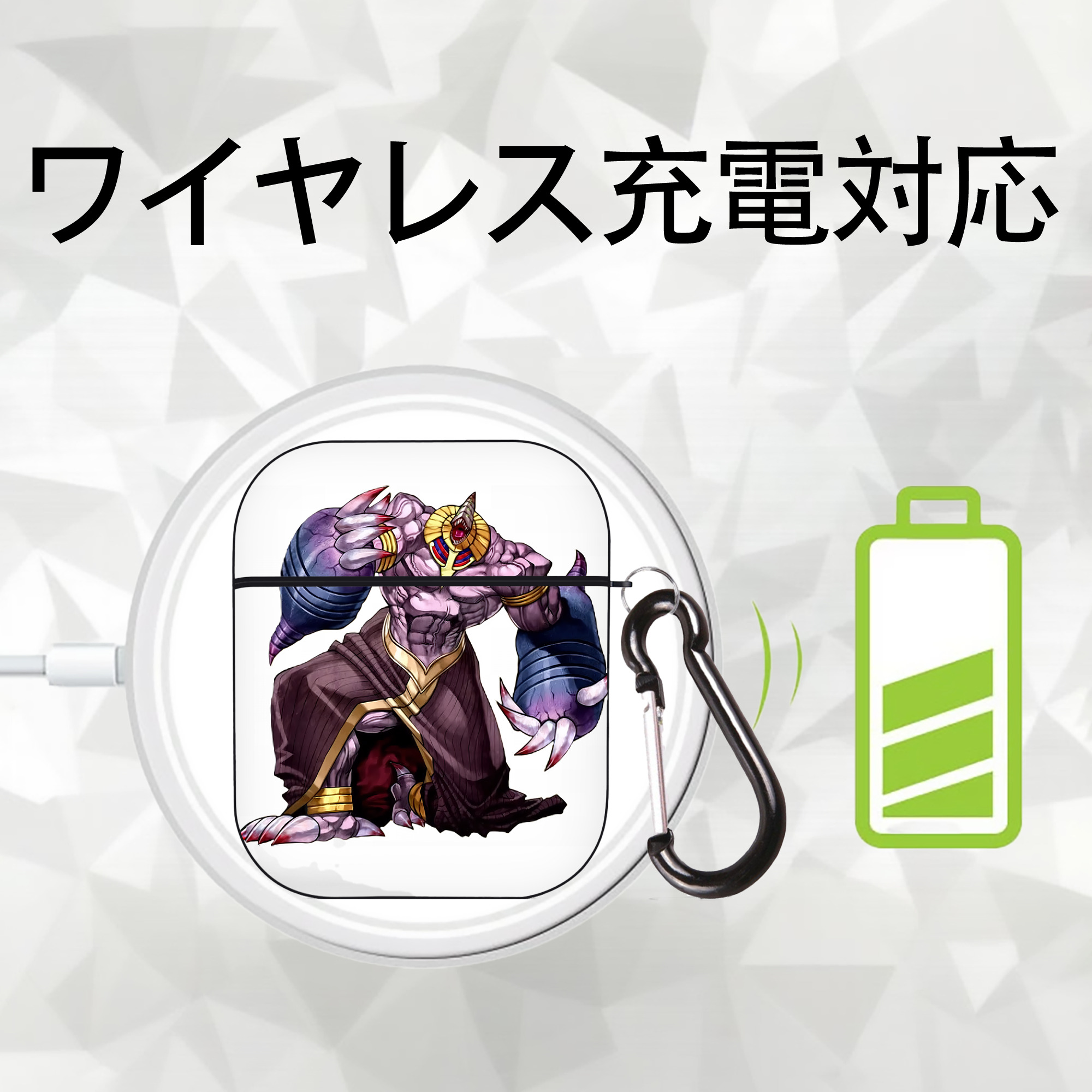 遊☆戯☆王 Yu-Gi-Oh! AirPods 第2世代保護ケース ハードシェル ブラック 耐衝撃・防指紋・カラビナ付き