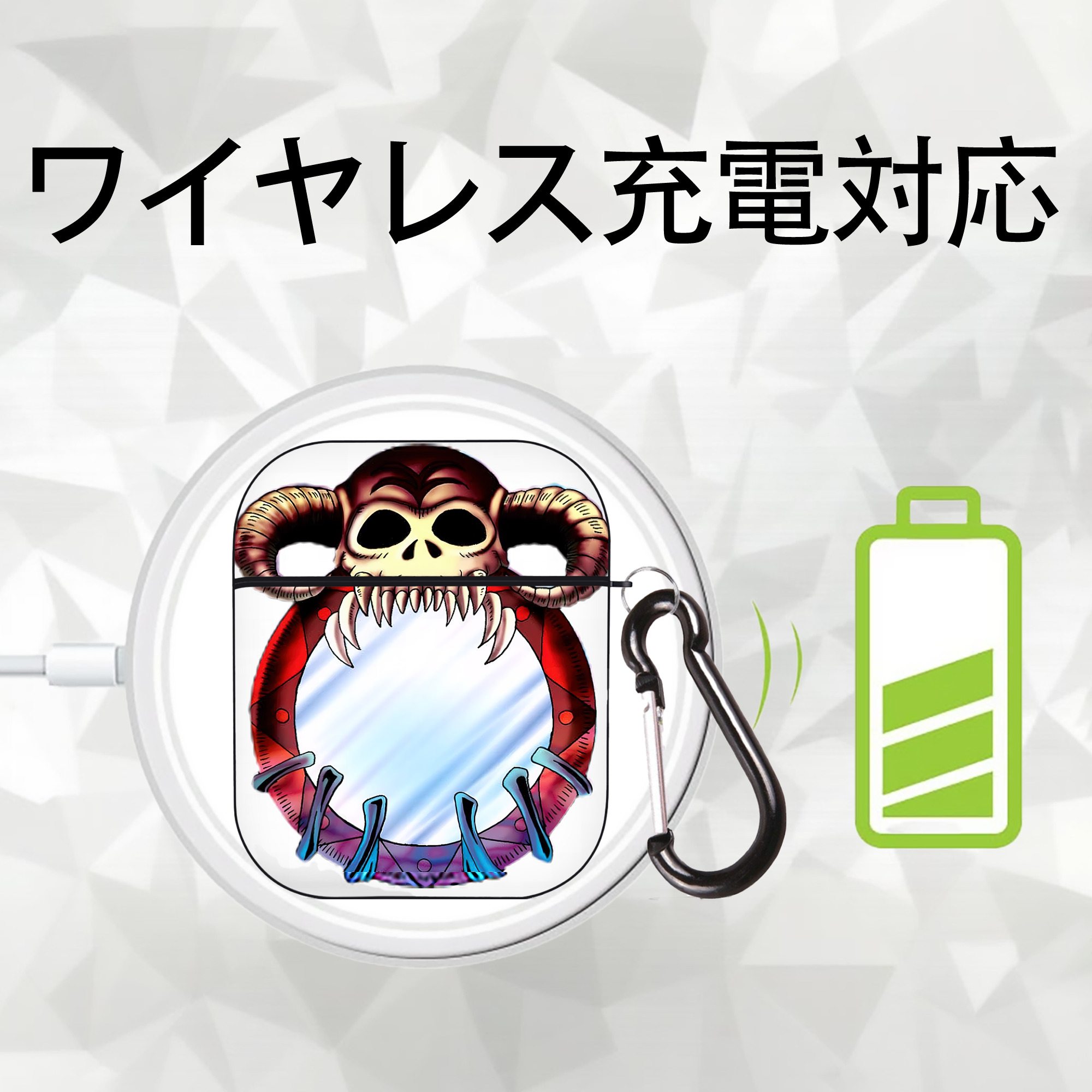 遊☆戯☆王 Yu-Gi-Oh! AirPods 第2世代保護ケース ハードシェル ブラック 耐衝撃・防指紋・カラビナ付き