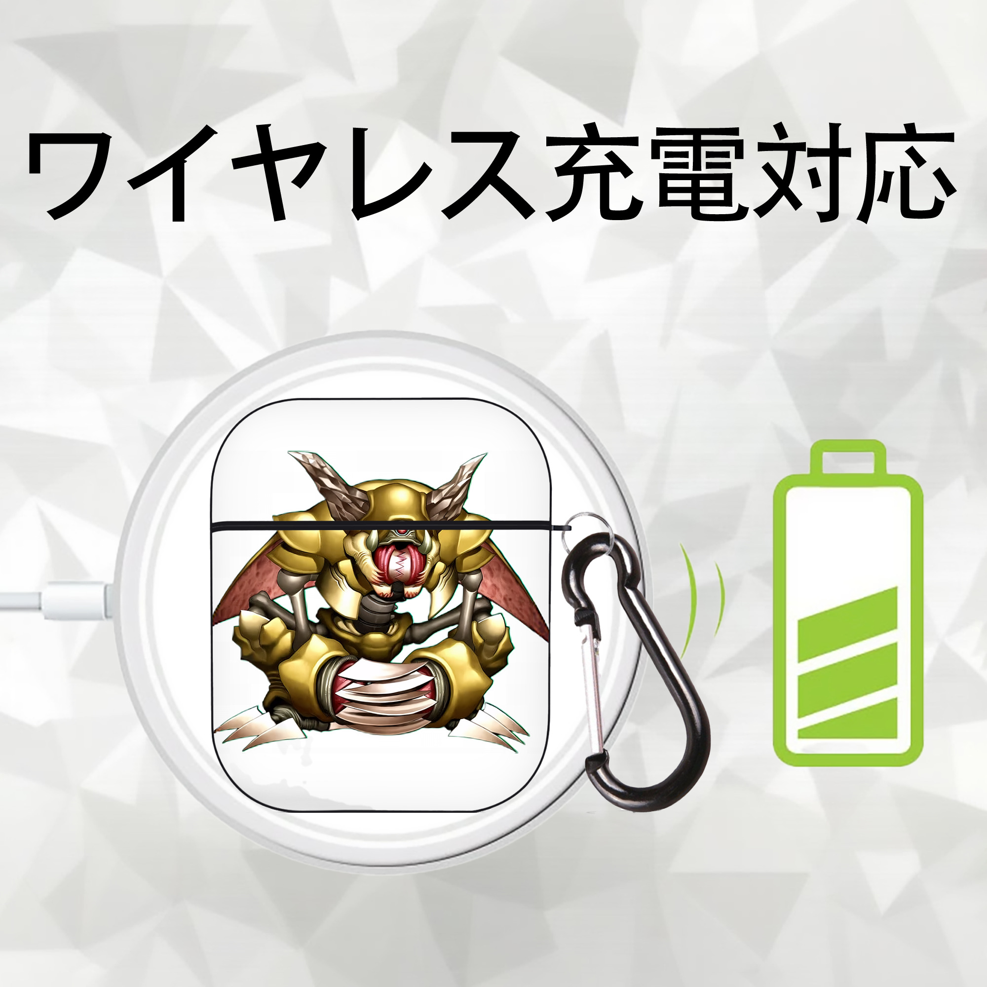 遊☆戯☆王 Yu-Gi-Oh! AirPods 第2世代保護ケース ハードシェル ブラック 耐衝撃・防指紋・カラビナ付き