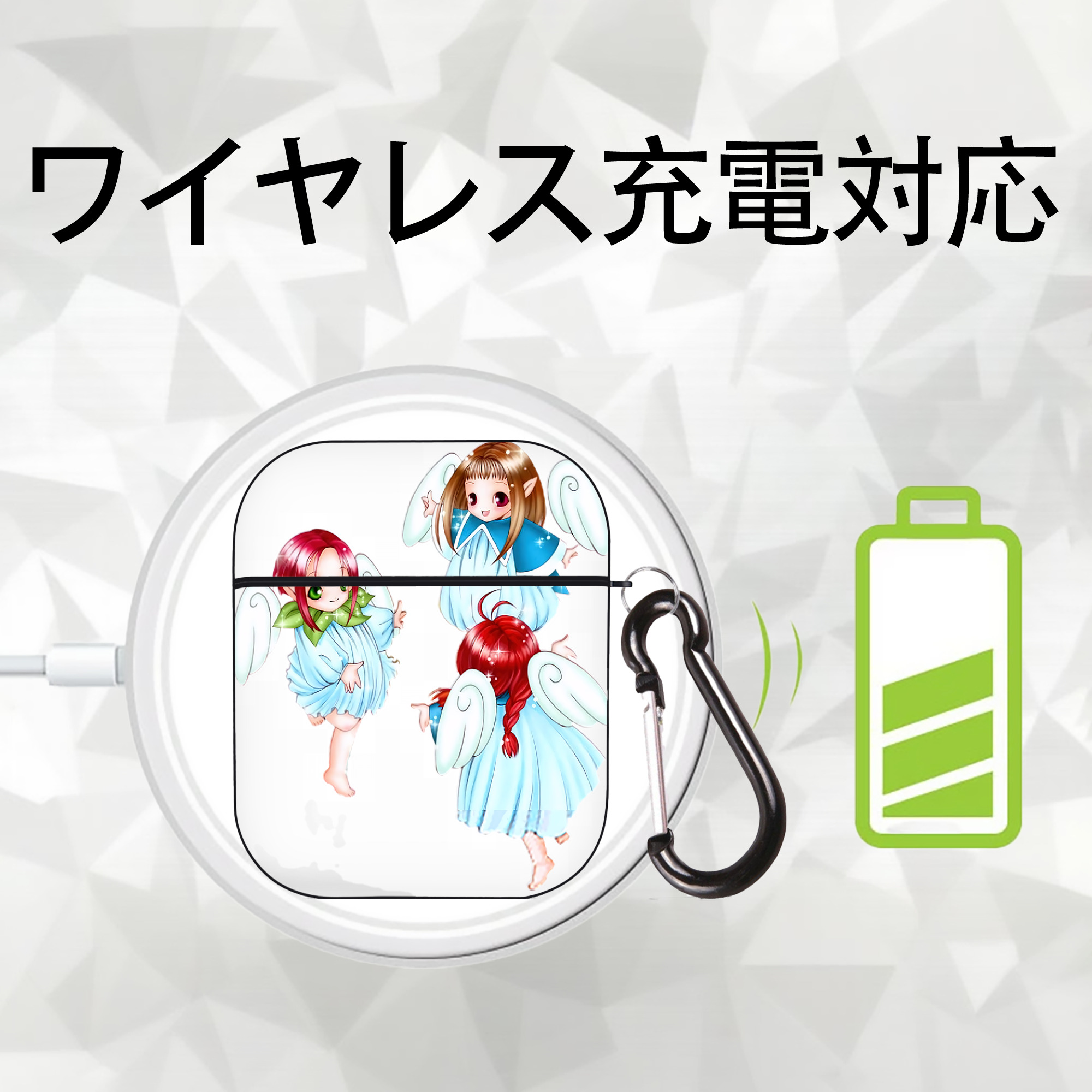 遊☆戯☆王 Yu-Gi-Oh! AirPods 第2世代保護ケース ハードシェル ブラック 耐衝撃・防指紋・カラビナ付き