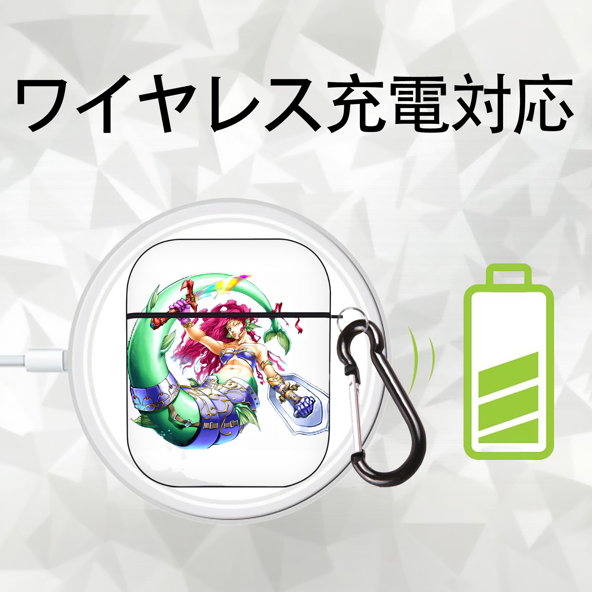 遊☆戯☆王 Yu-Gi-Oh! AirPods 第2世代保護ケース ハードシェル ブラック 耐衝撃・防指紋・カラビナ付き