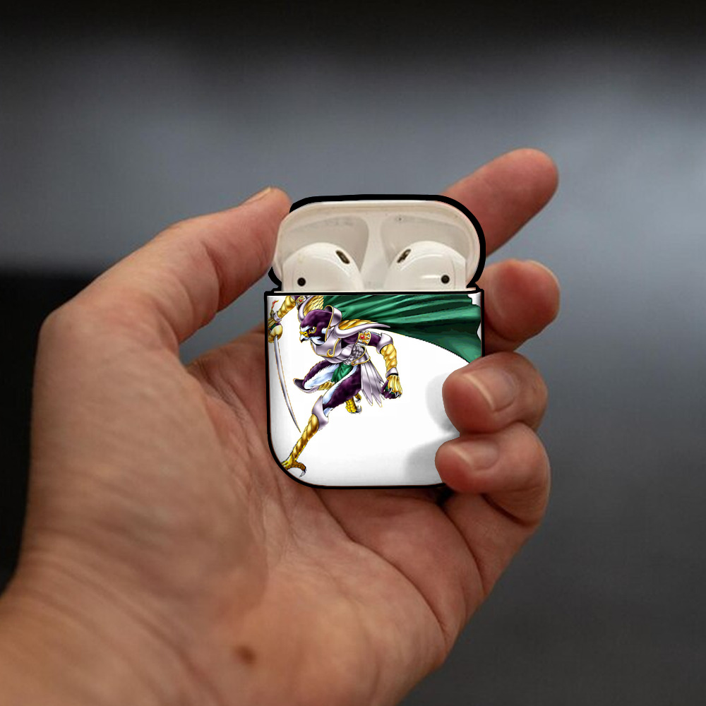 遊☆戯☆王 Yu-Gi-Oh! AirPods 第2世代保護ケース ハードシェル ブラック 耐衝撃・防指紋・カラビナ付き