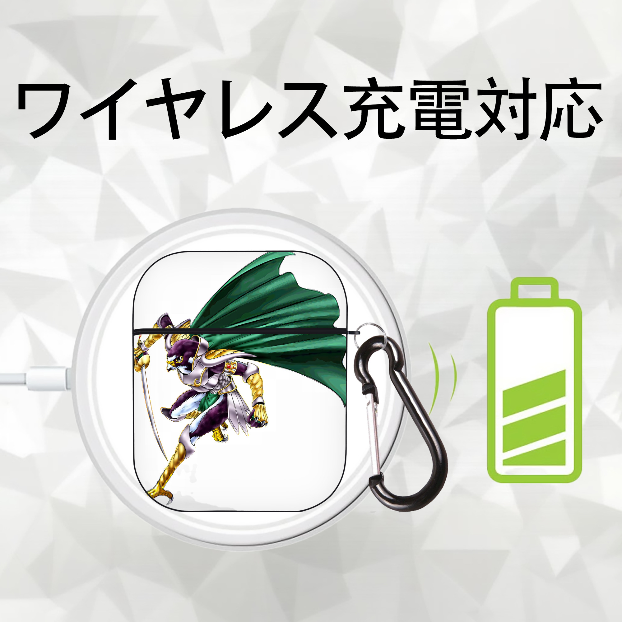 遊☆戯☆王 Yu-Gi-Oh! AirPods 第2世代保護ケース ハードシェル ブラック 耐衝撃・防指紋・カラビナ付き