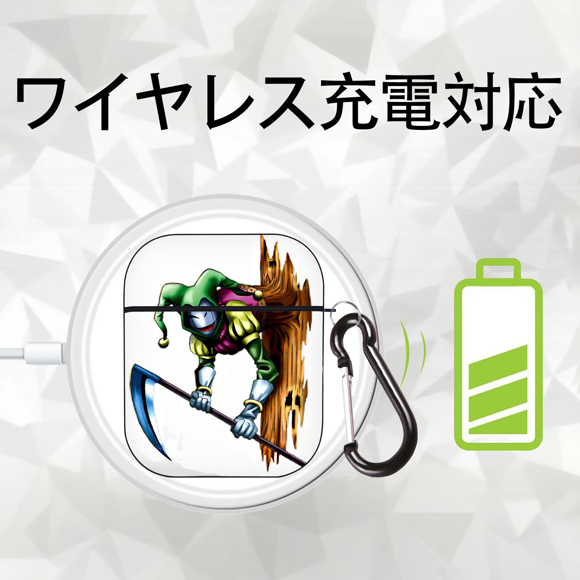 遊☆戯☆王 Yu-Gi-Oh! AirPods 第2世代保護ケース ハードシェル ブラック 耐衝撃・防指紋・カラビナ付き