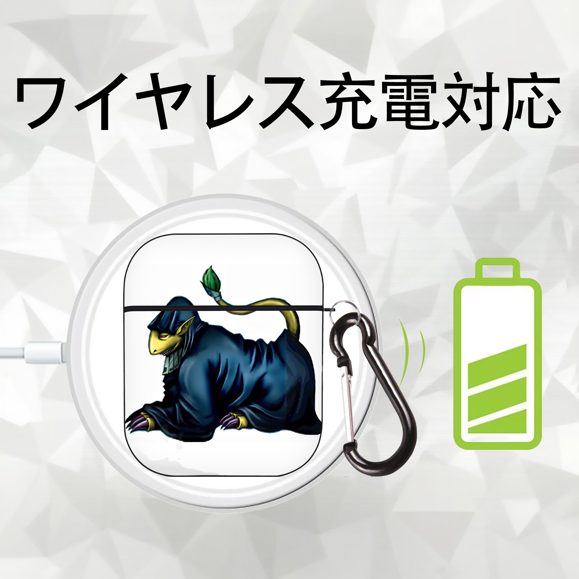 遊☆戯☆王 Yu-Gi-Oh! AirPods 第2世代保護ケース ハードシェル ブラック 耐衝撃・防指紋・カラビナ付き