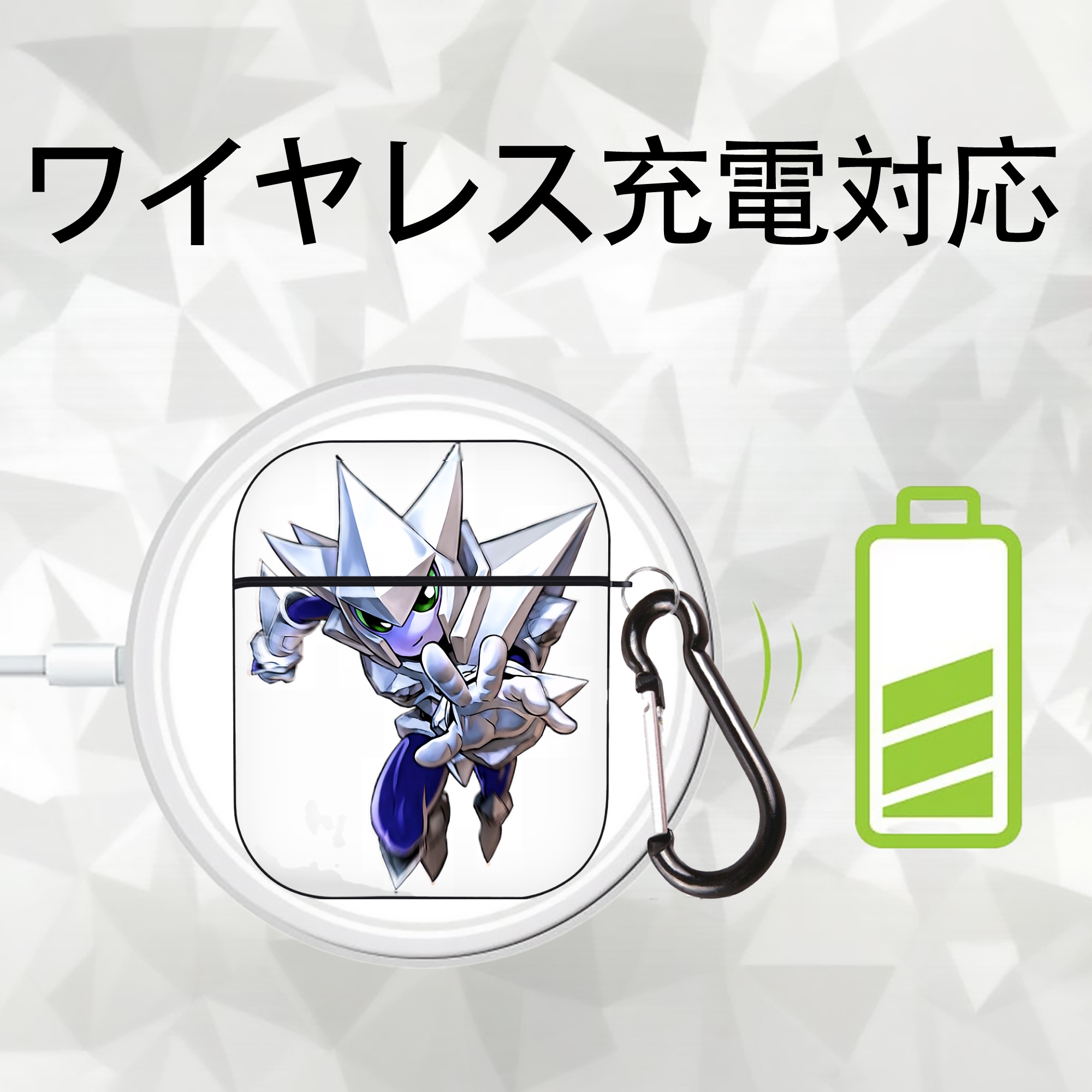 遊☆戯☆王 Yu-Gi-Oh! AirPods 第2世代保護ケース ハードシェル ブラック 耐衝撃・防指紋・カラビナ付き